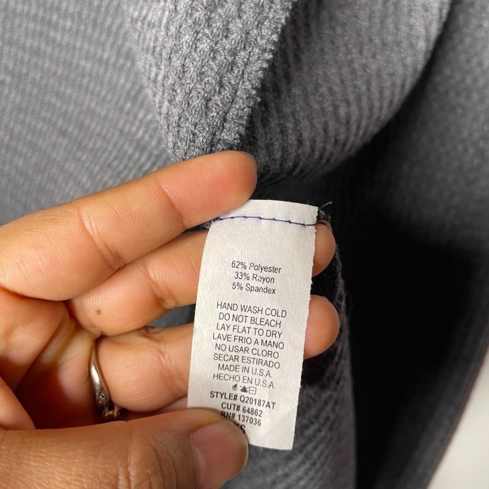Paper Crane Charcoal Grey Waffle Knit Hooded Open Front Duster Cardigan XS - Picture 4 of 9